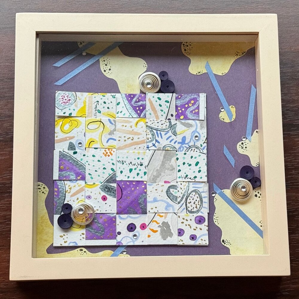 Art Watercolor Quilling Ink Abstract Framed Handmade